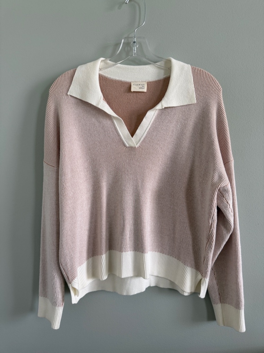 debut V-Neck Collared Knit Sweater
